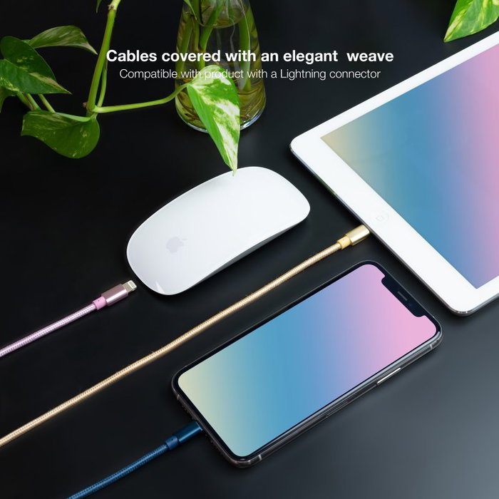 Nanocable Pack de 3 Cables Lightning a USB A 1 m - Rosa, Dorado y Azul Pacífico Nanocable Pack de 3 Cables Lightning a USB A 1 m - Rosa, Dorado y Azul Pacífico